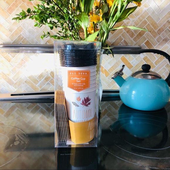 NEWโRAE DUNN Fall โPUMPKIN๐SPICEโ Coffee Cup w/ Lids & Sleeves โ๏ธ๐๐๐ฅฎ - Picture 6 of 13